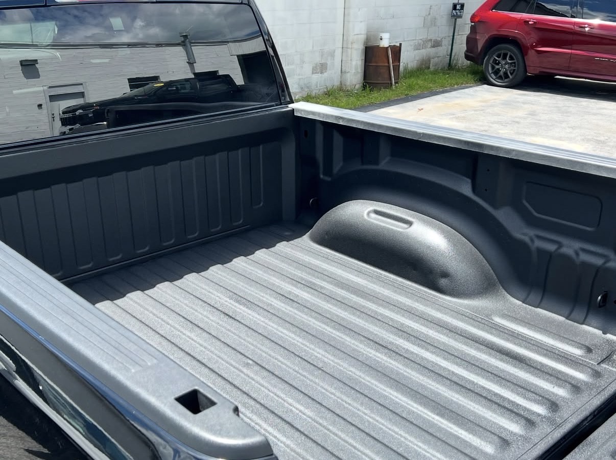 Truck bed after spray-in bedliner side view
