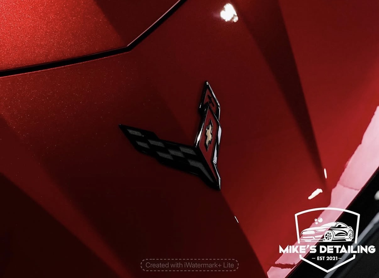 Red Corvette paint gloss after ceramic coating