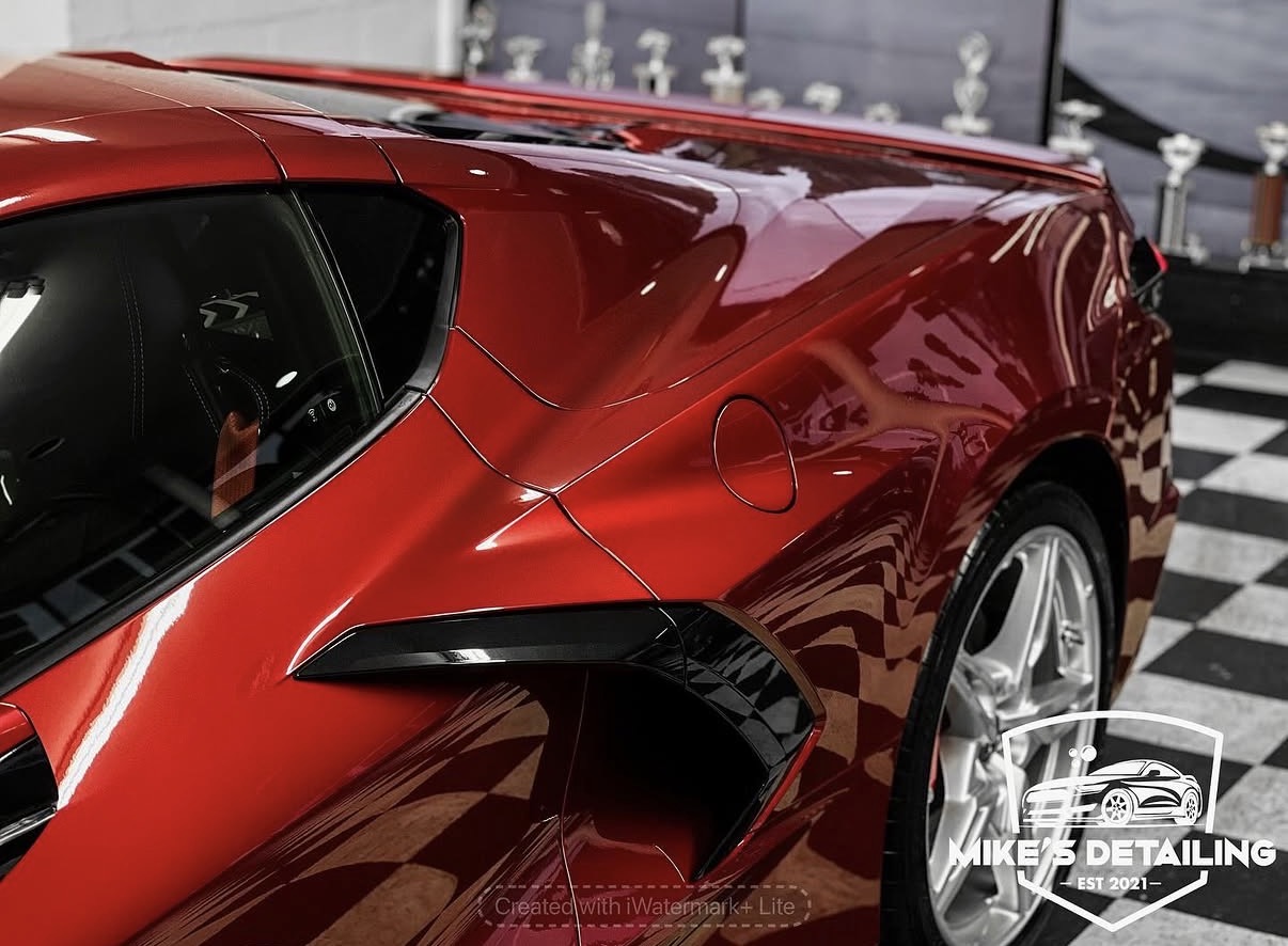 Red Corvette ceramic coating side gloss