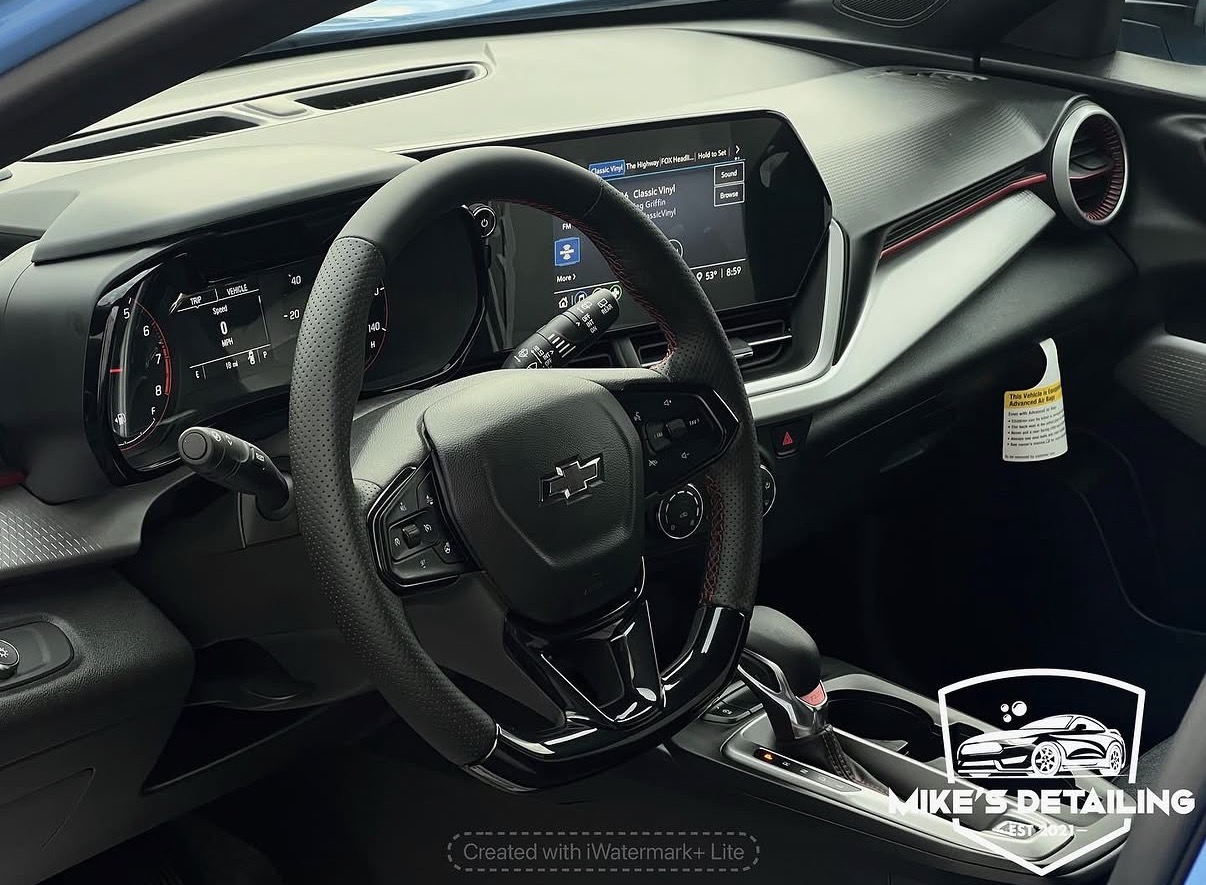 Blue Chevrolet Trax clean dashboard detail