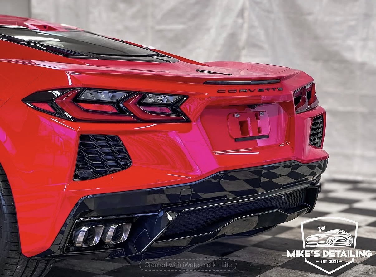 Red Corvette rear with glossy detailed finish