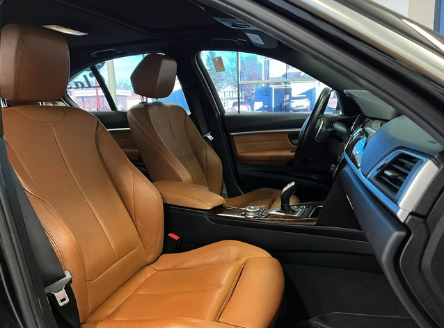 Clean tan leather vehicle interior detail