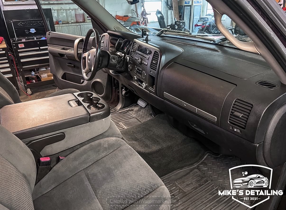Clean pickup truck dashboard and cabin interior