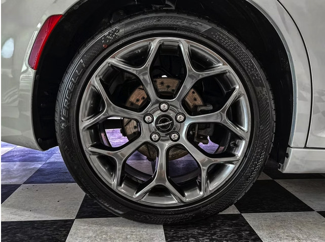 Detailed polished vehicle wheel and tire